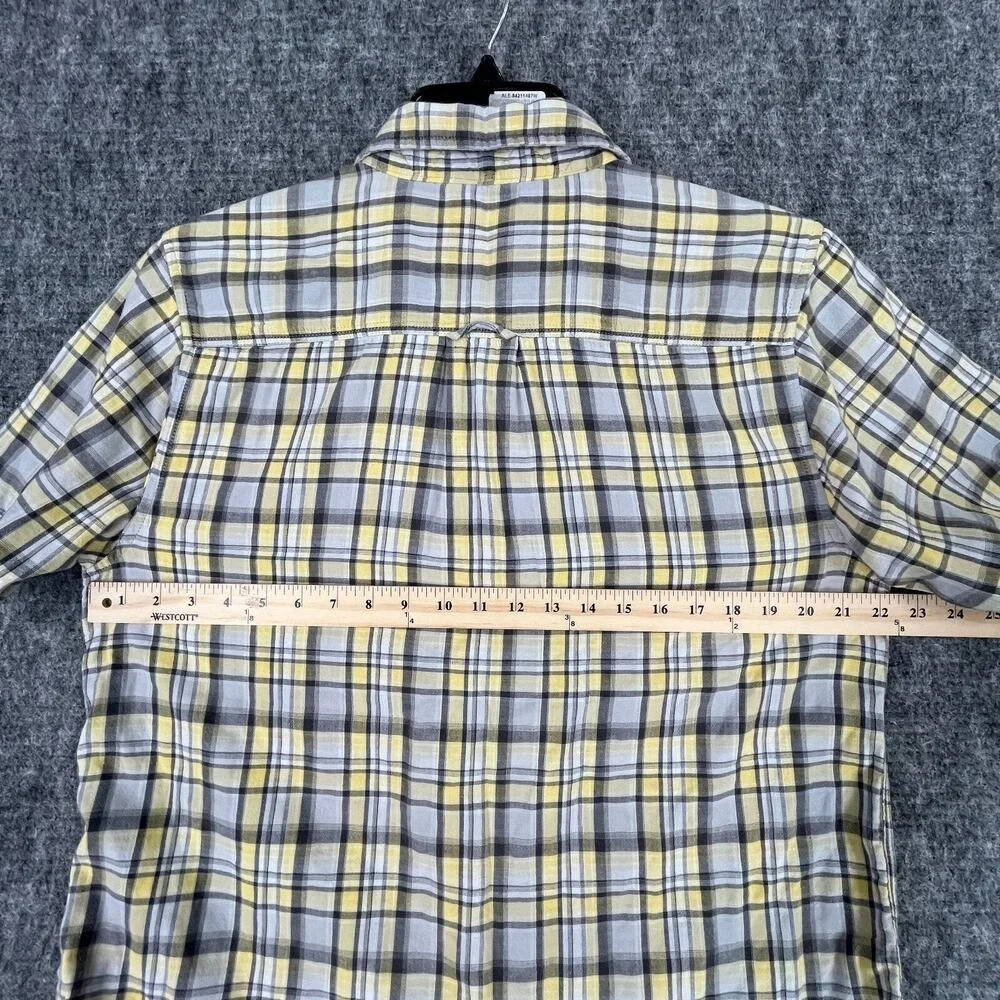 North‎ Face Shirt Mens Large Yellow Plaid Button-Up Lined Short sleeved Casual